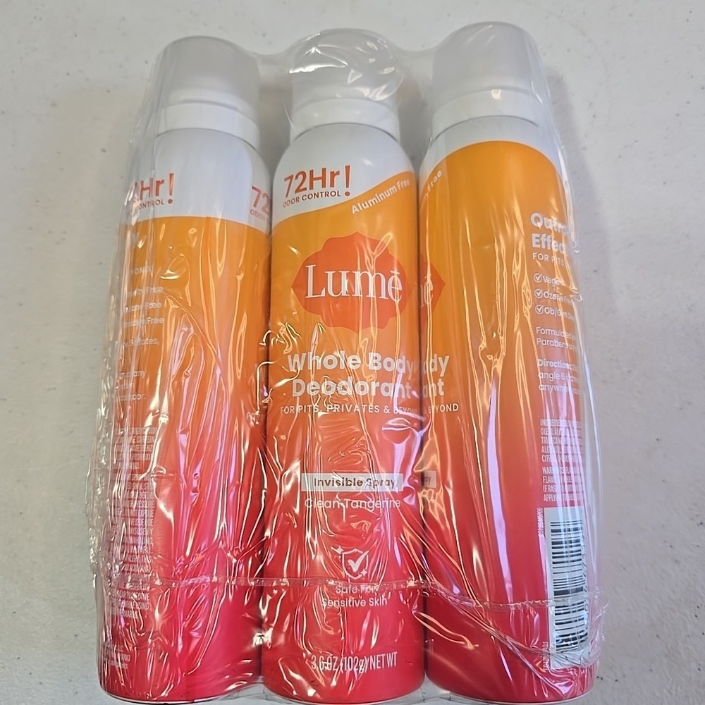 Lume Whole Body Women's‎ Invisible Spray Deodorant Tangerine. 3.6 oz each. 3 PK!